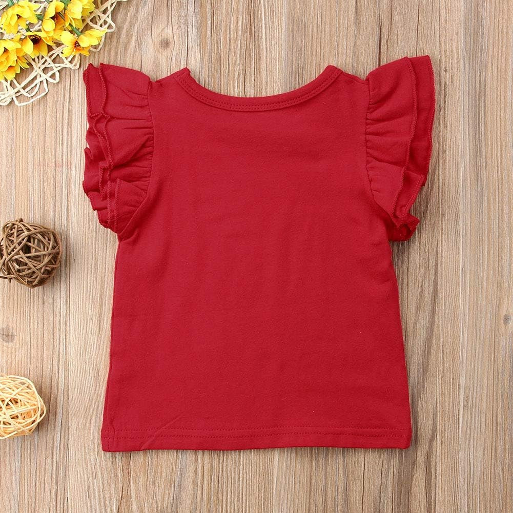 Infant Toddler Baby Girl Top Basic Plain Ruffle T-Shirt Blouse Casual Clothes