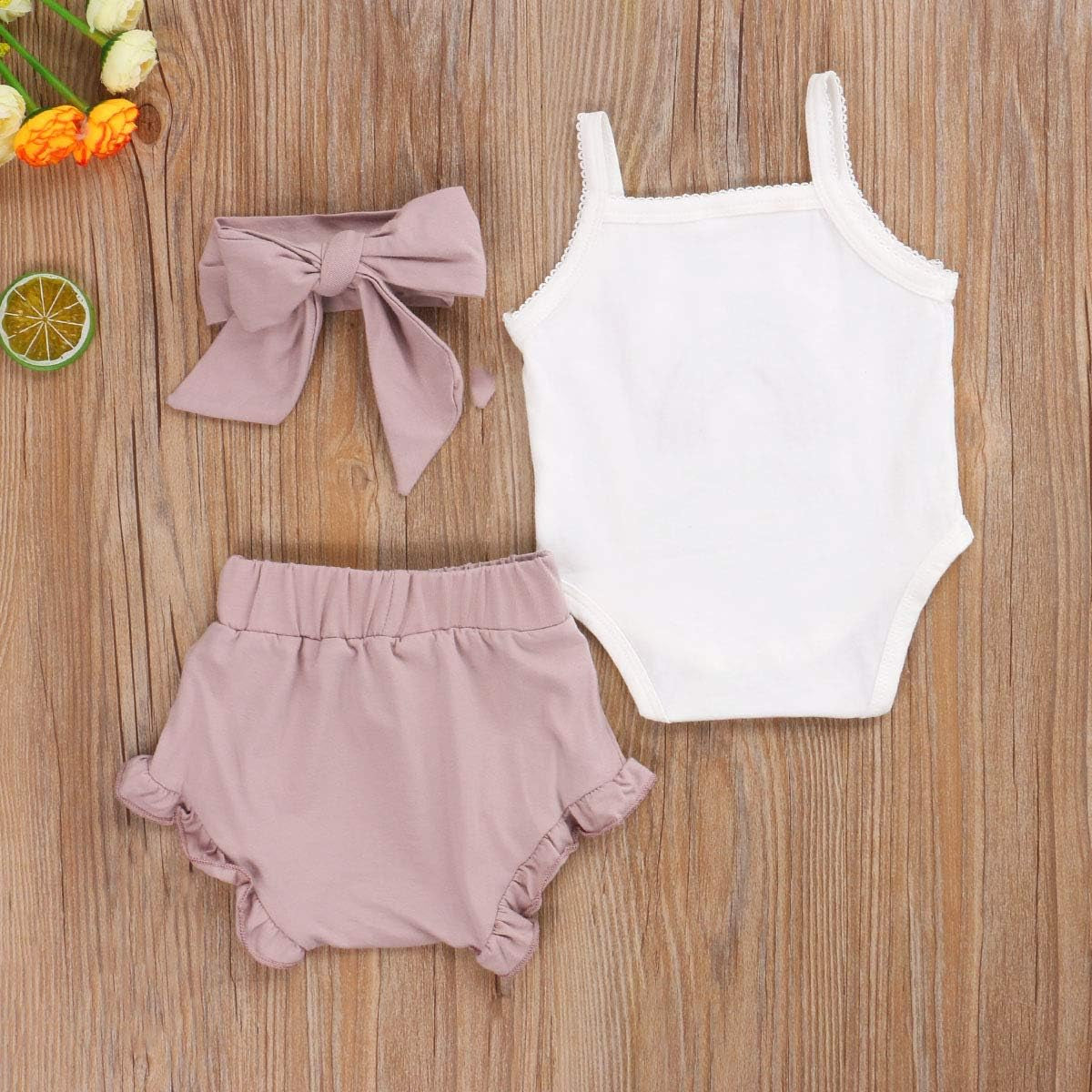 Newborn Baby Girl Clothes Cotton Infant Romper Headband Shorts Play Wear Summer Rainbow Outfits