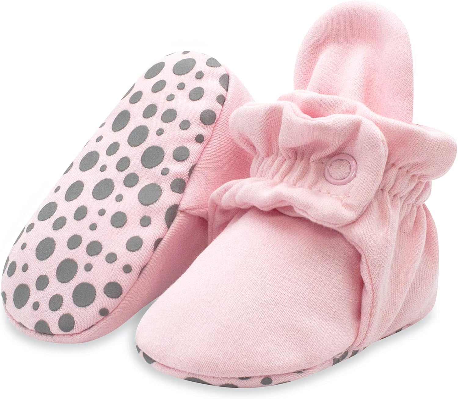 Organic Cotton Baby Booties with Gripper Soles, Soft Sole Stay-On Baby Shoes