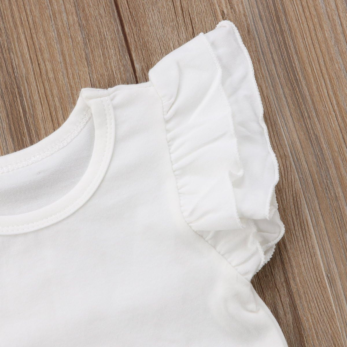 Toddler Baby Girl Basic Plain Ruffle Sleeve Cotton T Shirts Tops Tee Clothes