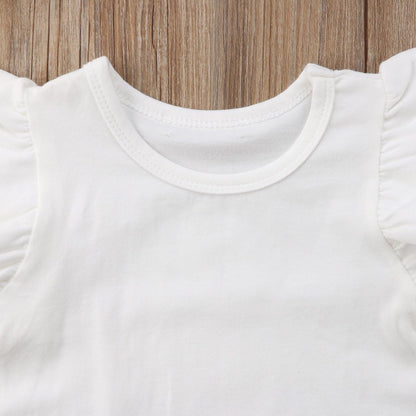 Toddler Baby Girl Basic Plain Ruffle Sleeve Cotton T Shirts Tops Tee Clothes
